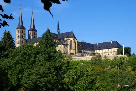 Kloster St. Michael, Blick von Neue Residenz - Rosengarten ( Bamberg ), Franken, Bayern, Deutschland