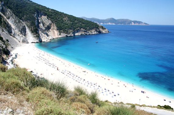 Griechische Insel Kefalonia (Ionische-Inseln) - Myrtos Strand ( Urlaub, Reisen, Lastminute-Reisen, Pauschalreisen )