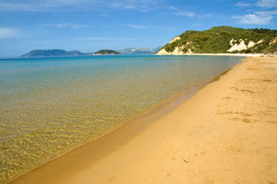 Griechische Insel Zakynthos (Ionische-Inseln) - Strand in Gerakas, Laganas Golf ( Urlaub, Reisen, Lastminute-Reisen, Pauschalreisen )