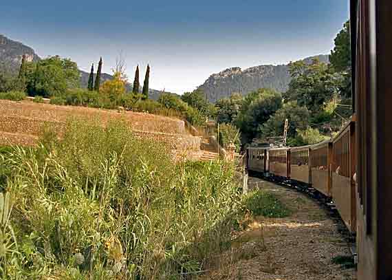 Historische Eisenbahn, dem sogenannten Ferrocaril von Palma nach Sóller, Mallorca, Spanien